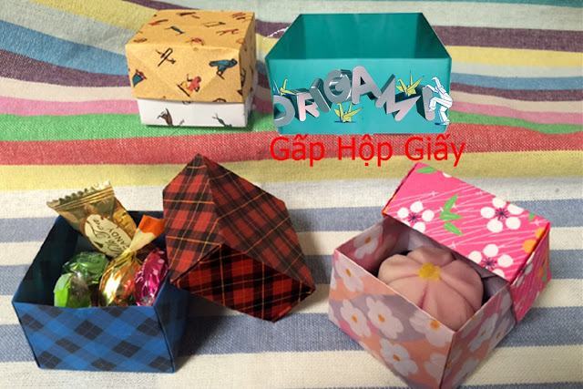 Hướng dẫn cách gấp hộp giấy không nắp đơn giản - Xếp hình Origami với Video clip - How to make a Box