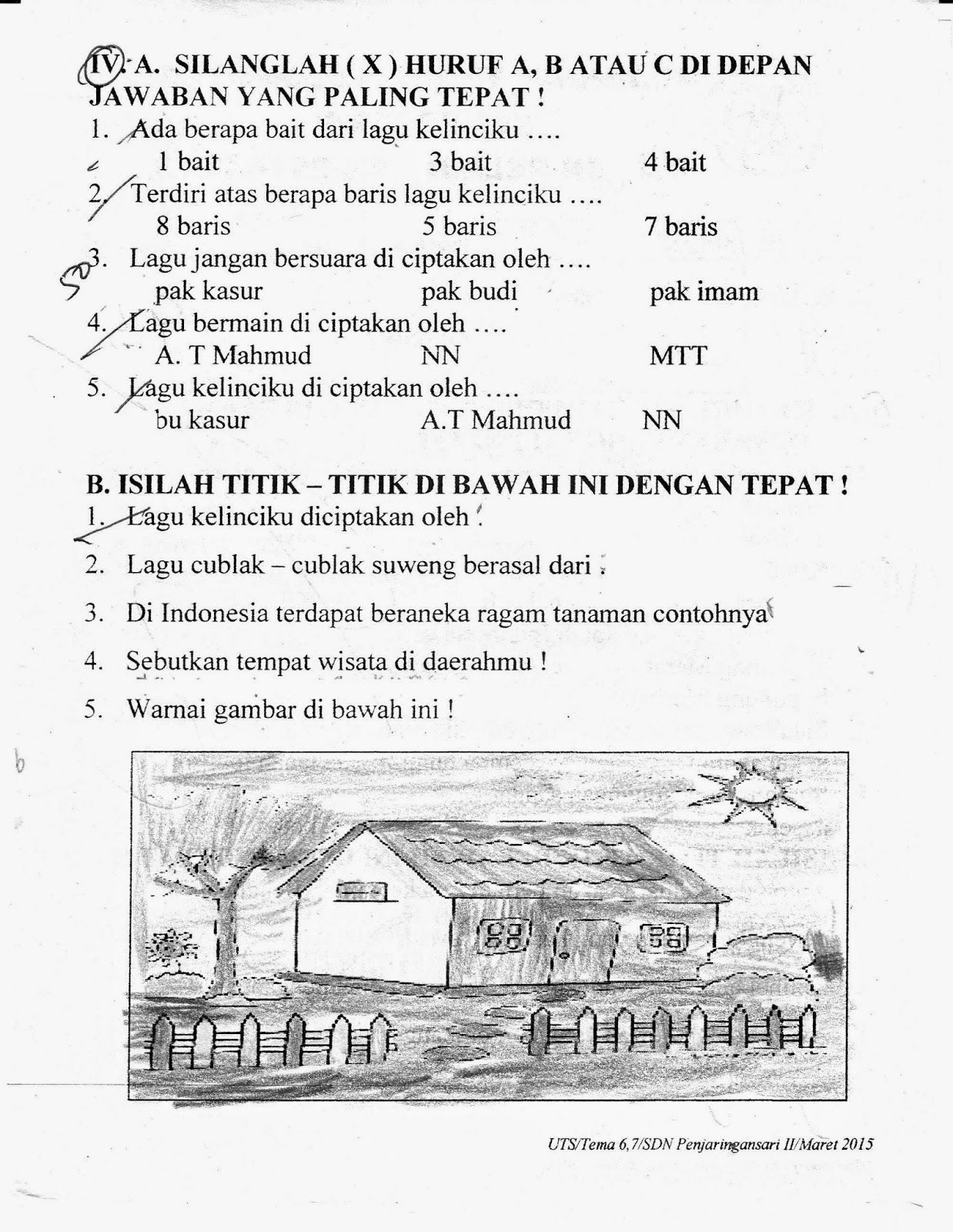 UTS Tema 6 dan 7 Kelas 2 SD Semester Genap TA 2014 2015 Kurikulum 2013