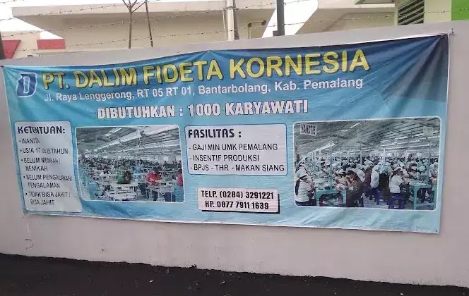 Loker PT. Dalim Findeta Kornesia Pemalang