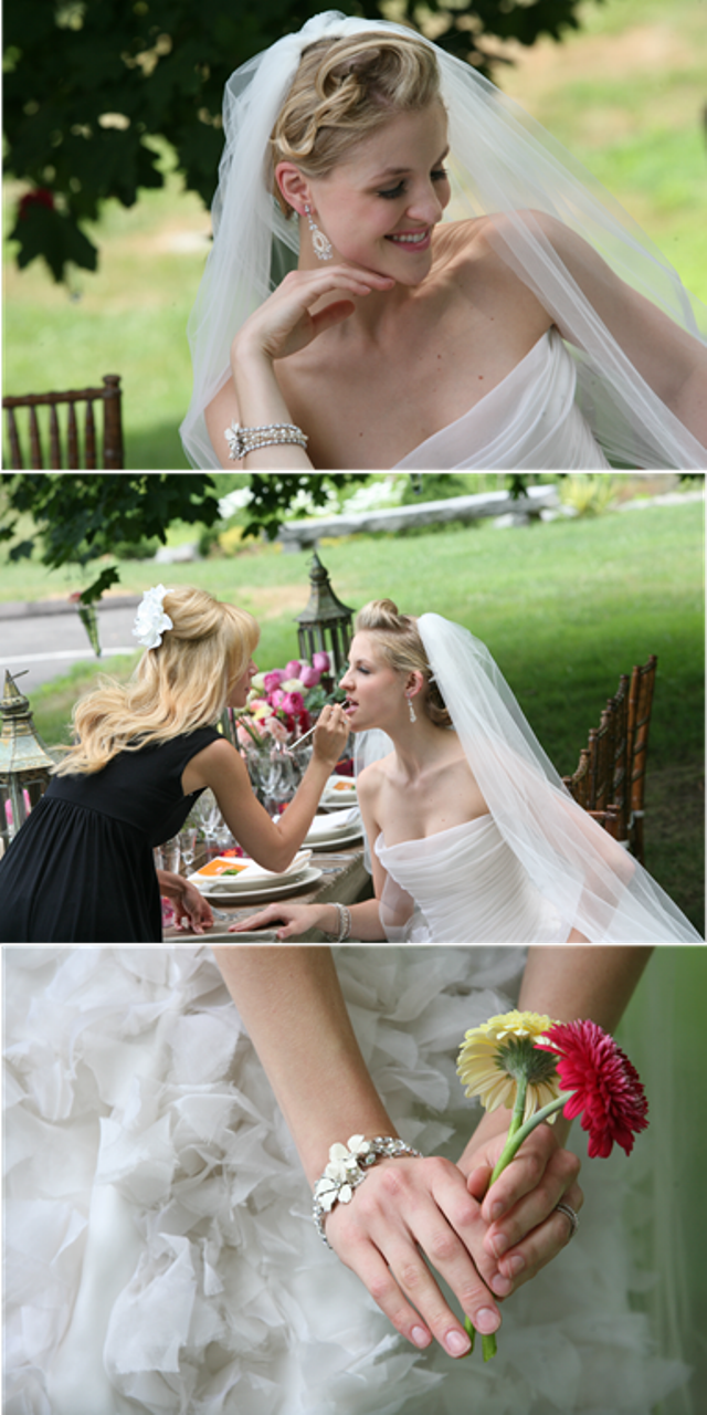 formed organza flowers.