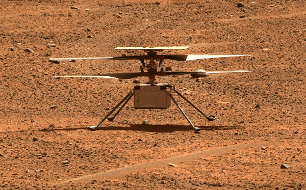 An image of the Ingenuity Mars helicopter that was taken by NASA's Perseverance rover on August 2, 2023.