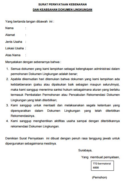 Contoh Surat Pernyataan Kebenaran Data Dan Keabsahan Dokumen Contoh Surat