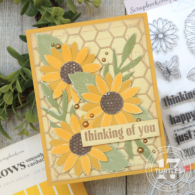 Thinking of You Card by Juliana Michaels featuring Scrapbook.com Just A Note Stamp Set and Sunflower Die Set