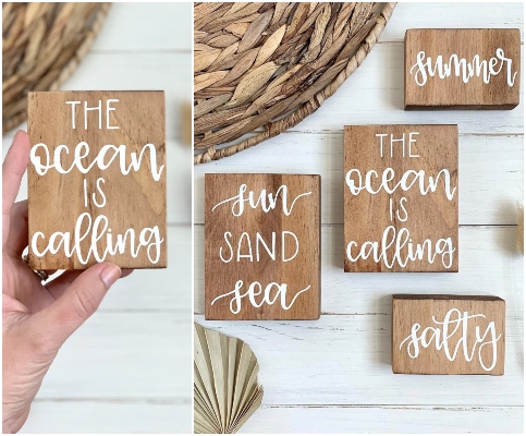 Small Natural Wood Beach Signs Mini Word Sign Ideas