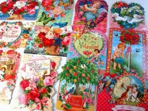24 Valentine Card Assortment By Punch Studio, Victorian Ephemera Collection of Hearts, Flowers, Kitty Cats, Roses, Cupid, Valentine's Day February 14