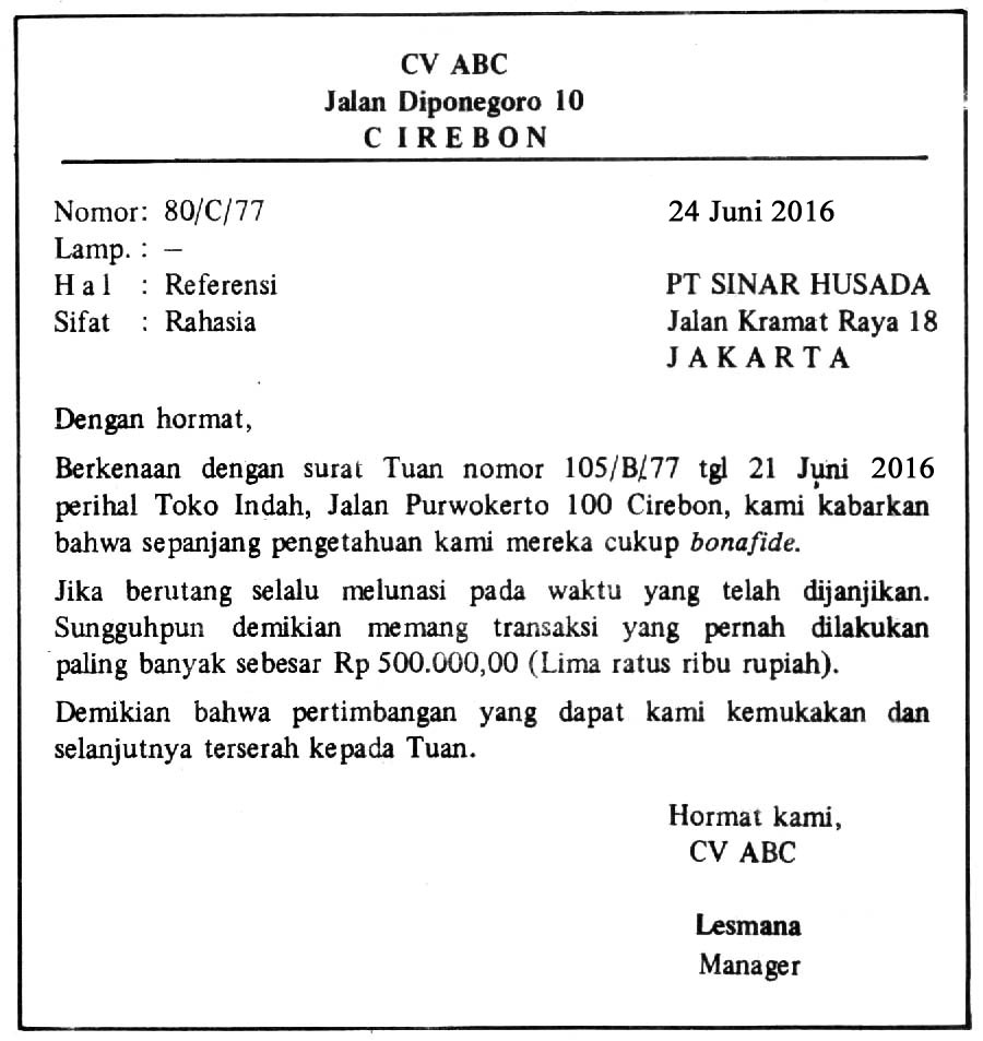 Contoh Surat Masuk Dan Balasannya