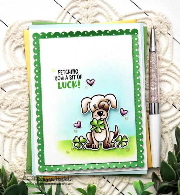 Fetching Luck Card by Larissa Heskett for Newton's Nook Designs using Lucky Dog Stamp Set and Die Set, Frames & Flags Die Set, Meowy Christmas Patterned Paper