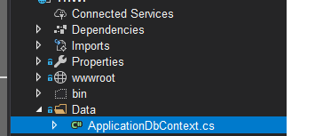 Add Data folder and ApplicationDbContext Class