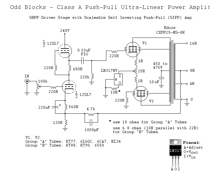 KT88 Tube Power Amplifier Class A Circuit