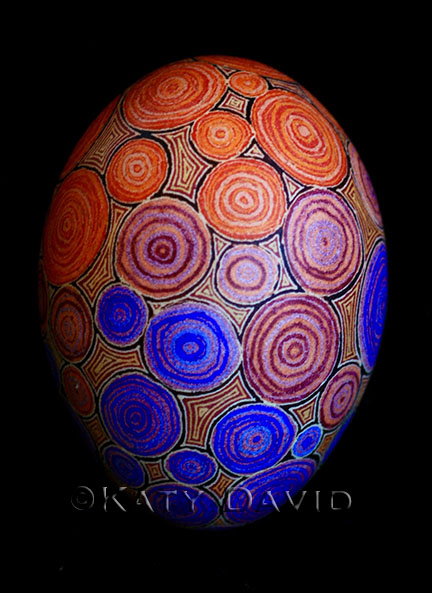 Friday Egg: Under, Purple and Red, Goose Egg Pysanky ©Katy David