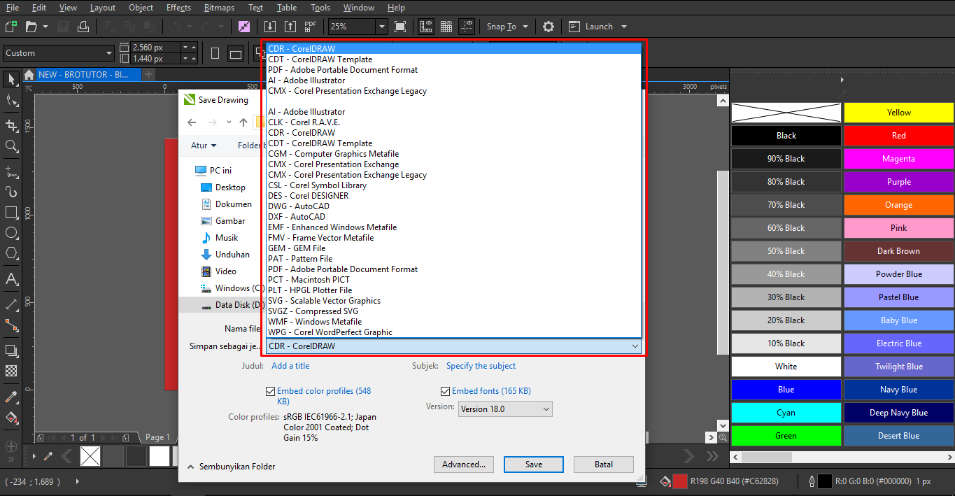 Cara Menyimpan Format Foto Di CorelDraw JPG JPEG PNG GIF Brotutor