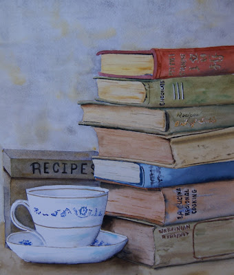 Danielle Beauileu watercolour of recipe books