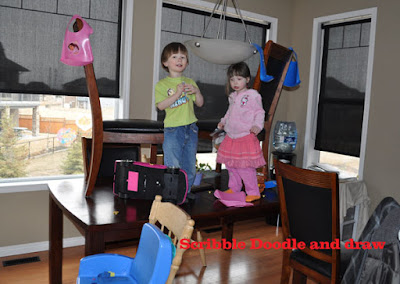 St. Patrick's day leprechaun tricks put chairs on tables