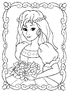 Princesa com Flores na Cabeça para Colorir. Postado por lindos desenhos para . (princesa com flores na cabeã§a colorir)