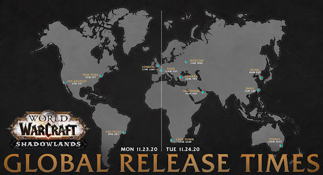 WoW Shadowlands Global Release Schedule