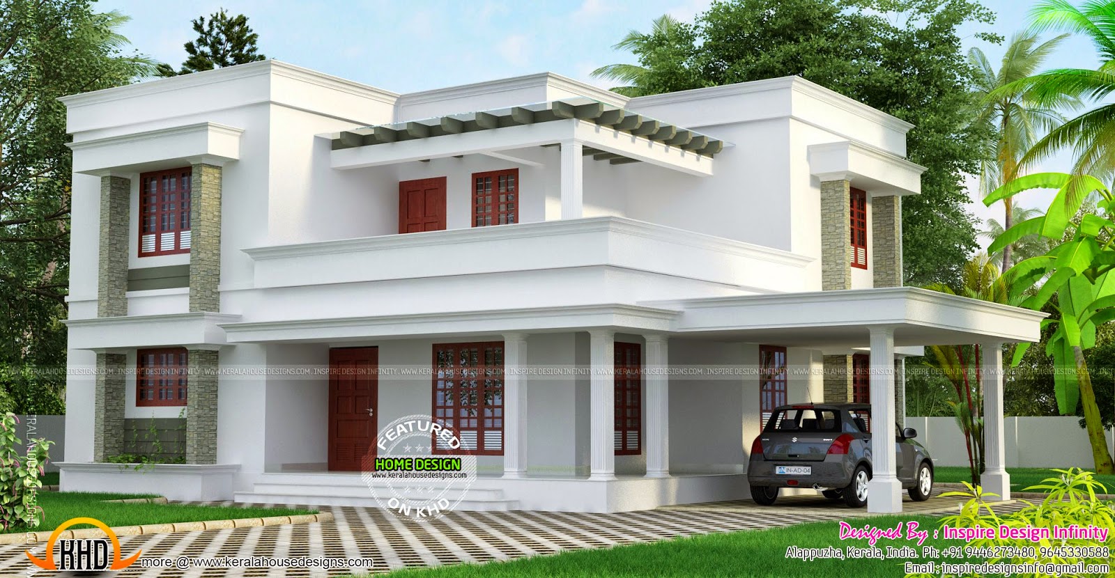  Simple  but beautiful  flat roof house  Kerala home  design and floor plans