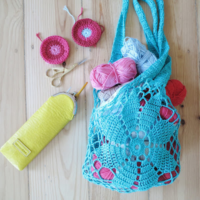 ByHaafner, crochet, vegan Namaste crochet case, market bag