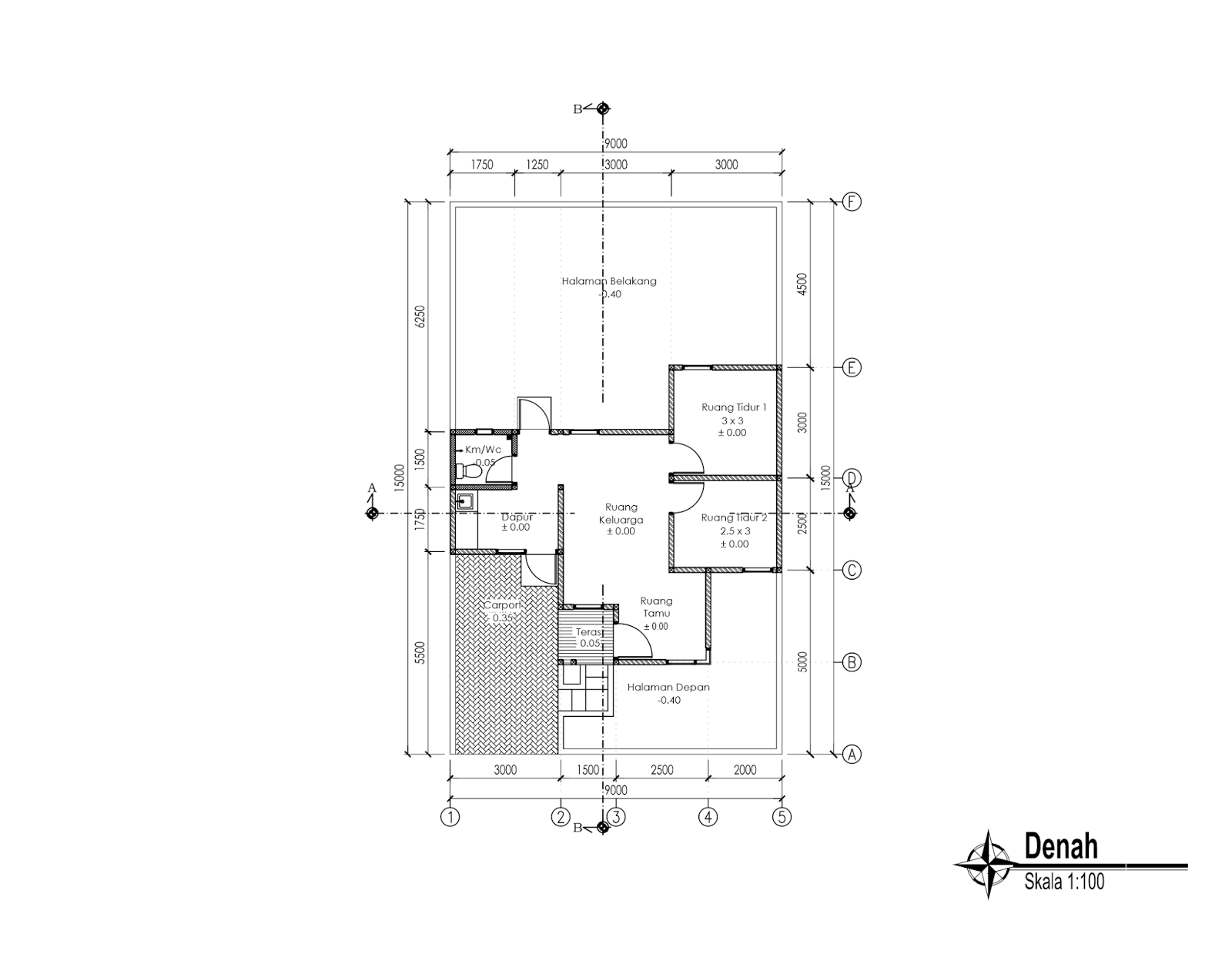 Contoh Gambar Kerja Lengkap Rumah Minimalis 1 Lantai Griya Bagus