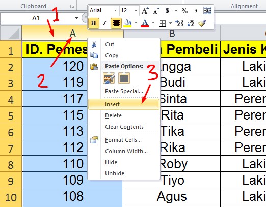 Cara Menambah Kolom Pada Excel