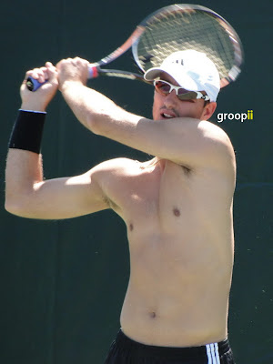 Viktor Troicki Shirtless at Sony Ericsson Open 2011