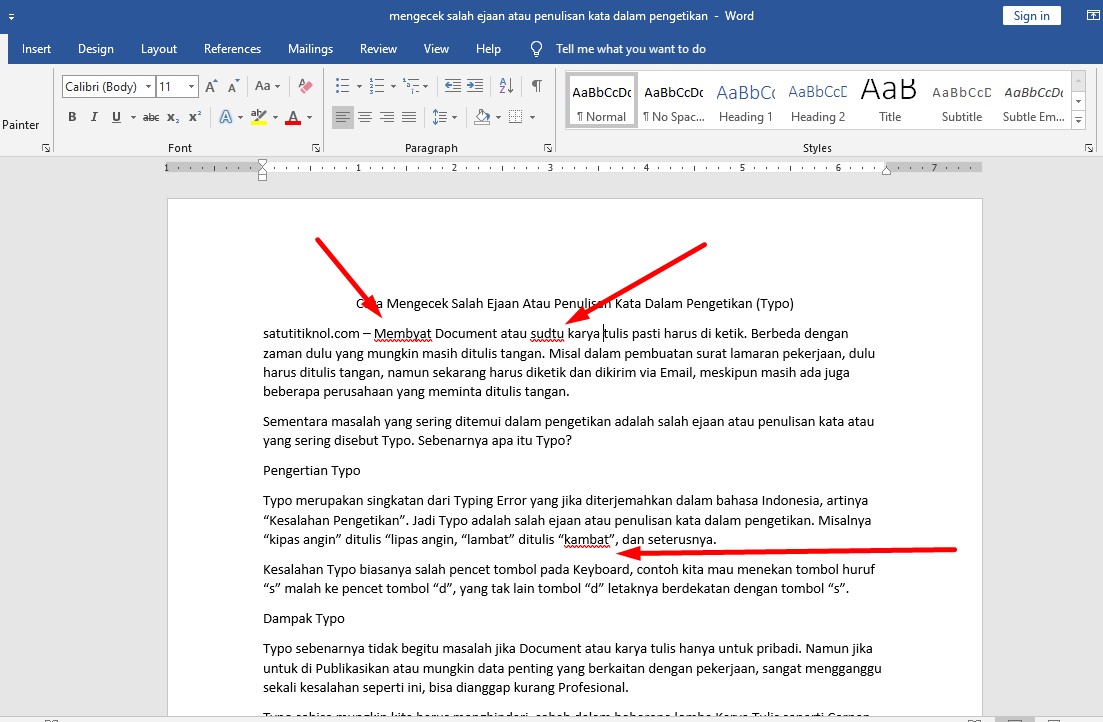 [Panduan] Cara Cek Typo Di Word Bahasa Indonesia | Dengan Gambar