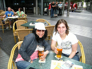 Drinking beer in the Sony Center