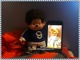 kiki monchhichi vintage poupée doll collection yeux bleus footballeur