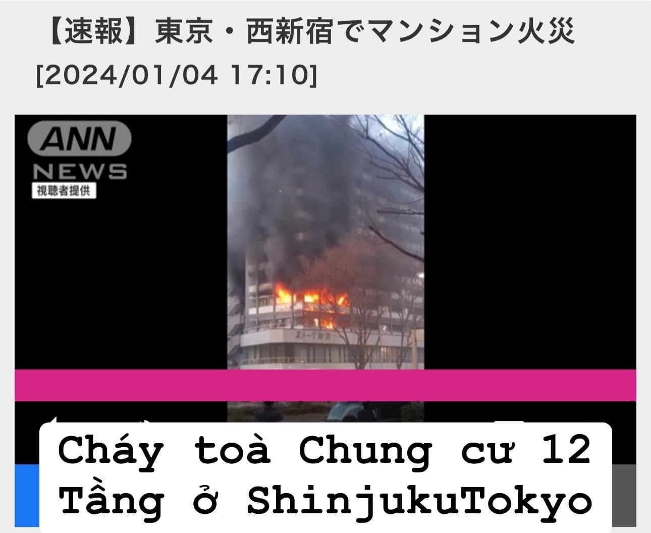 Cháy toà chung cư 12 ở shinjuku tokyo 