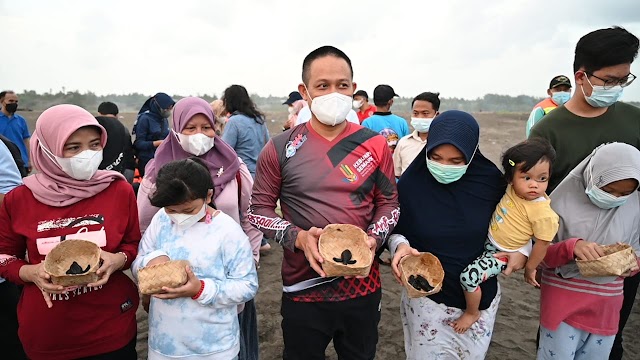 Hari Lingkungan Hidup 2021, Bupati Kebumen Lepas Puluhan Tukik dan Tanam 100 Ribu Mangrove 