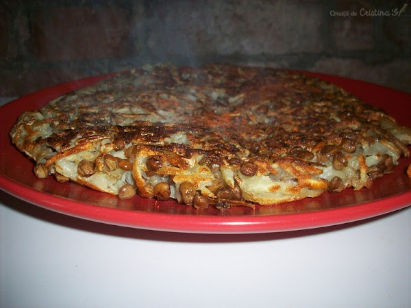 Fried grated potatoes with lentils - Vegan and gluten-free recipe