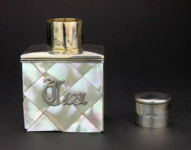 ANTIQUE 19thC SOLID SILVER & MOTHER OF PEARL TEA CADDY BOX, LONDON c.1895