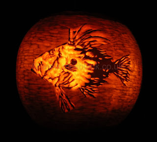 The Dory Logo carved on a pumpkin