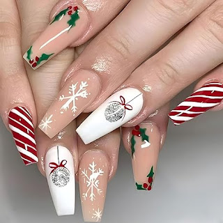 Christmas Coffin nails design