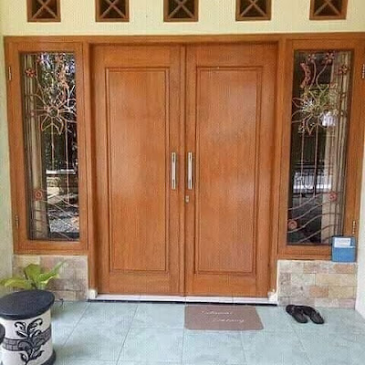 Model pintu minimalis 2 pintu kayu jati terbaru