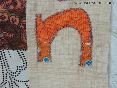 machine blanket stitch around letter