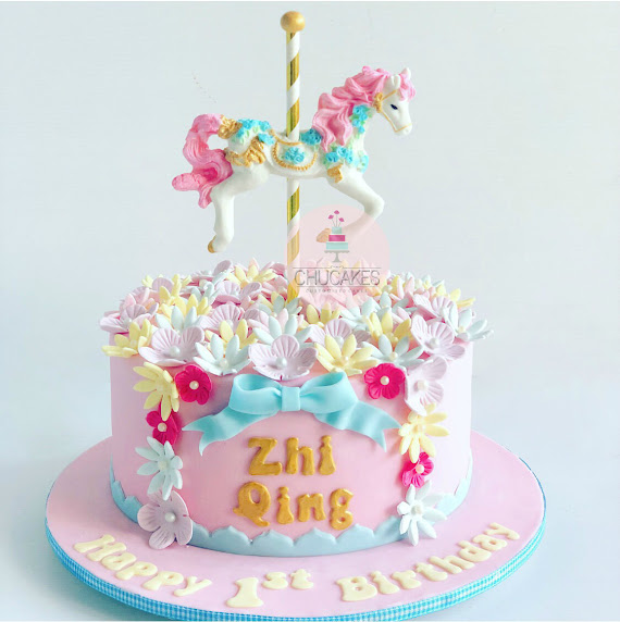 carousel fondant horse horses cake flower flowers chucakes