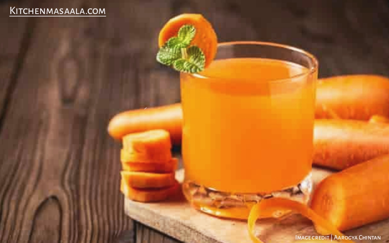 हेल्दी और टेस्टी गाजर का जूस बनाने की विधि || best carrot juice recipe in Hindi, carrot juice image, गाजर का जूस फोटो, kitchenmasaala