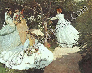Women in the Garden Monet painted this eight-foot high canvas entirely out-of-doors in 1866-7. According to the painter Gustave Courbet, who visited him, Monet would not paint even the leaves in the background unless the light was just right. 