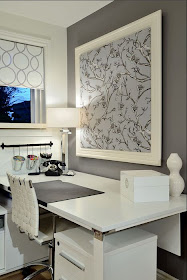 wall paper as art white lacquer desk