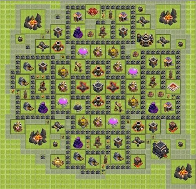 Base COC anti Hog Rider dan Dragon Untuk Town Hall 9