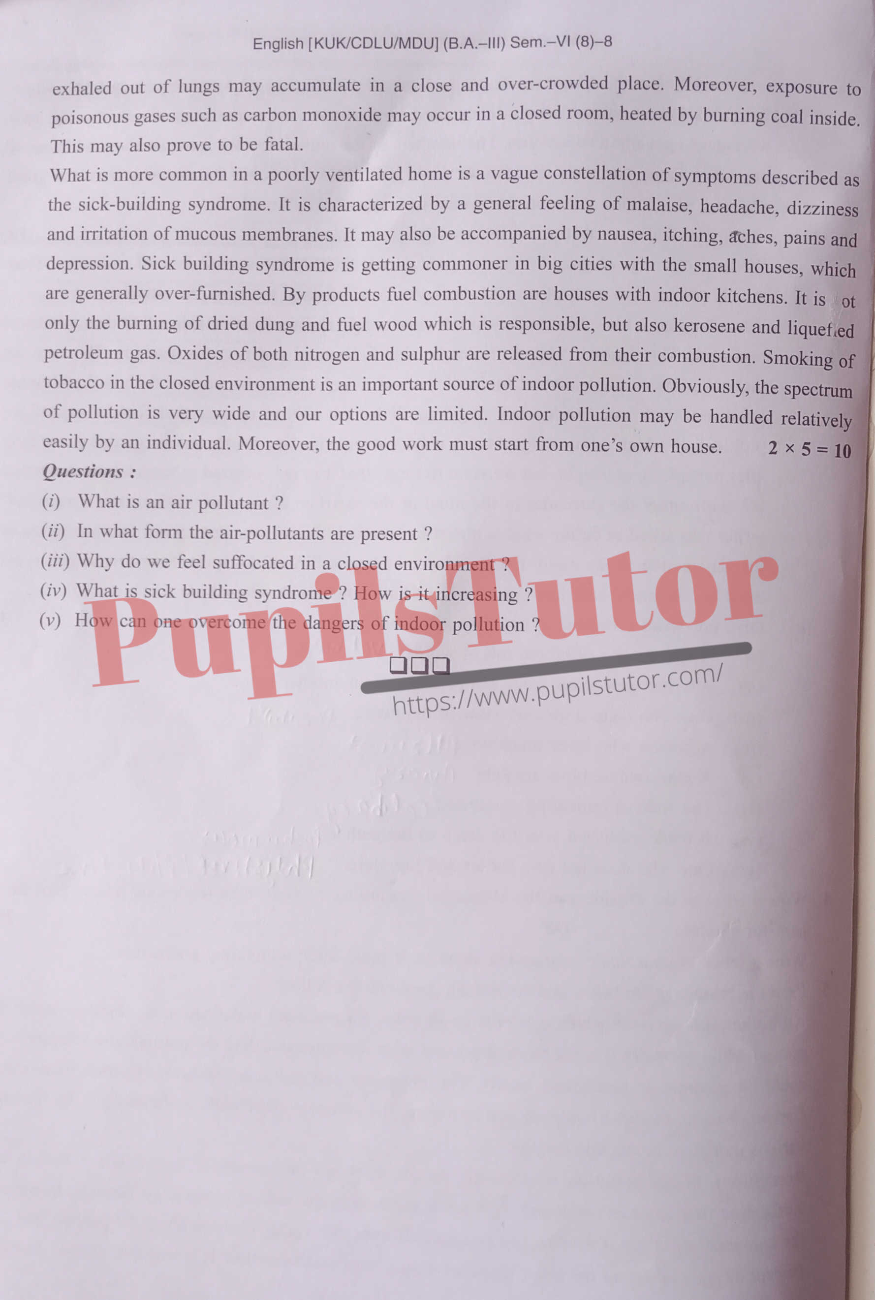 Free Download PDF Of M.D. University B.A. Sixth Semester Latest Question Paper For English Subject (Page 3) - https://www.pupilstutor.com
