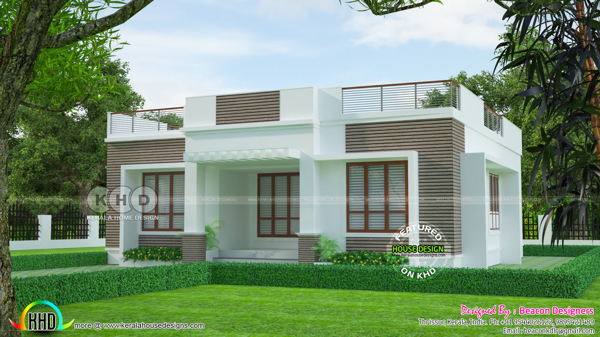  Flat  roof  one  floor  3 bedroom home  1148 sq ft Kerala 