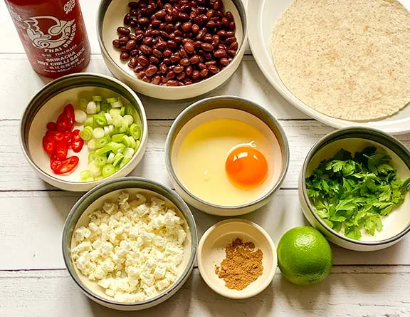 Ingredients for huevos rancheros.