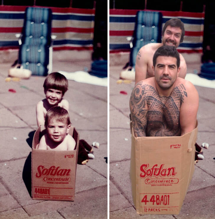 25 Funny Recreations Of Childhood Photos