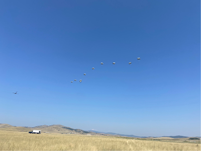 2nd Battalion 75th Ranger Regiment dropping into a field near Mann Gulch