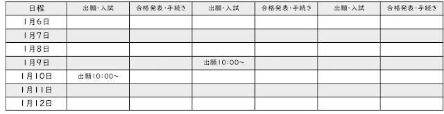 入試スケジュール表1