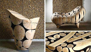 Office decor idea with logs
