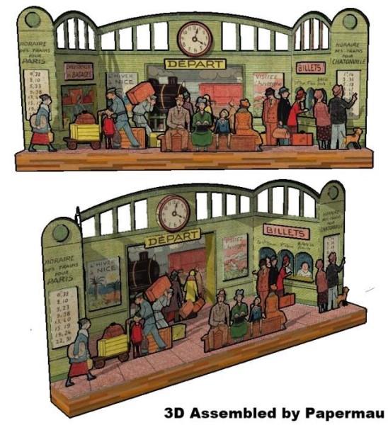 PAPERMAU: The Train Station - A French Vintage Paper Model - by Agence 