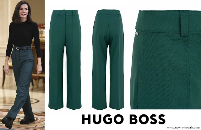 Queen Letizia wore Hugo Boss Teleah Trousers in Green