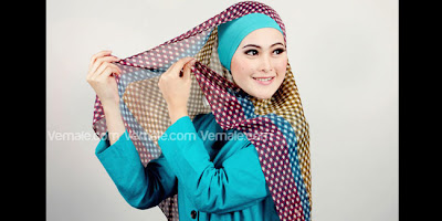 Tutorial Hijab Segi Empat Motif Tartan